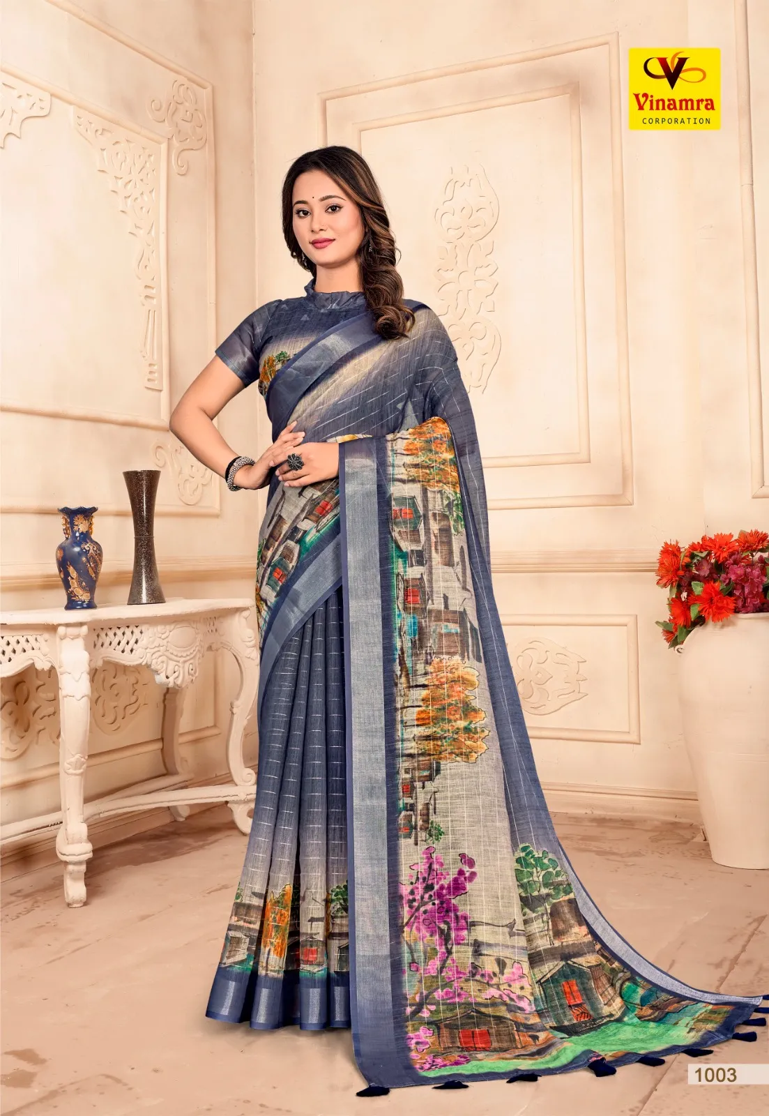 Buy Lilen Material Saree in Surat - Reseller Bazzar